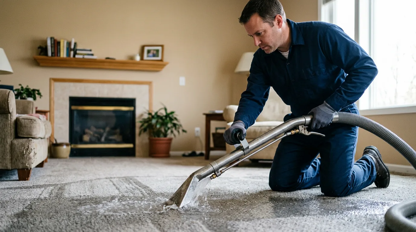 Water damage restoration technician working near Bee Branch, AR